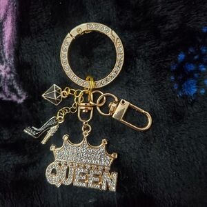 Handmade Gold And Rhineston Queen Purse Charm